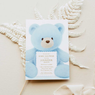 Invitation Baby shower de l'ours bleu Teddy