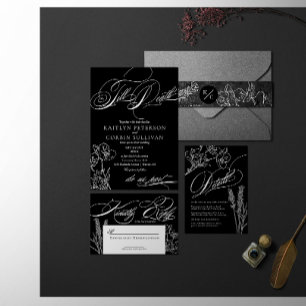 Faire-part de mariage gothique fleur sauvage éléga