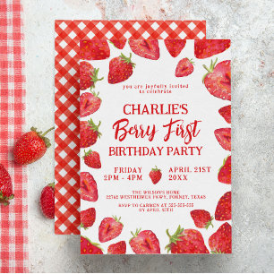 Poster Berry First Boho Strawberry Birthday Milestday