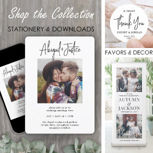 Invitation QR RSVP Chic Minimaliste Tout-En-Un 2 Photos Maria