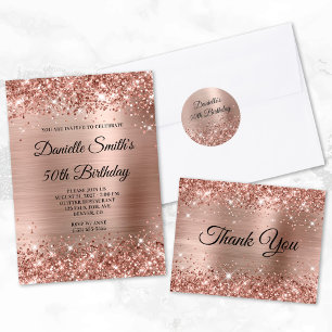 Invitation Rose Gold Foil Parties scintillant Fancy Monogramm
