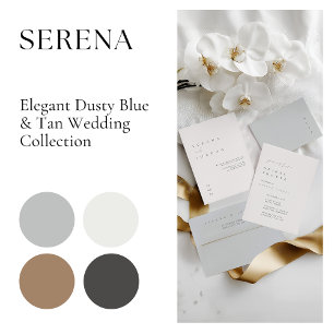 Modern Minimalist Dusty Blue Wedding Invitation