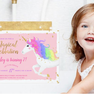 Invitation d'anniversaire de la licorne magique   