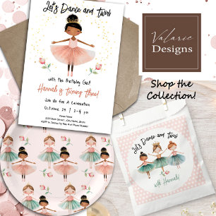 Invitation Ballerina Dance Twirl 3e anniversaire fille rose