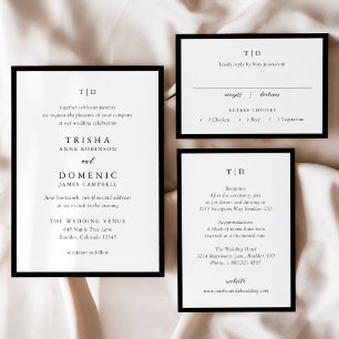 Invitation Trisha noir et blanc Mariage moderne