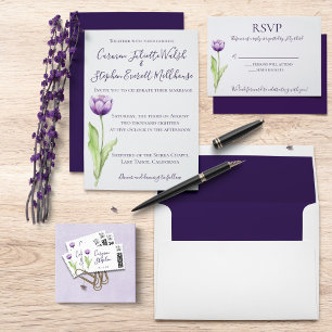 Papier BUDGET Minimaliste violet profond Mariage unique t
