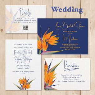 Invitation Fleurs d'oiseaux de paradis Mariages hawaïens