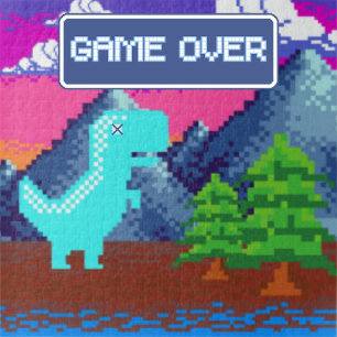 Grappige Pixel Gamer Gepixelde- Dinosaurus Illustr Denim Jacket