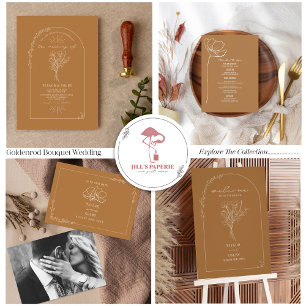 Invitation Tout En Un Vintage Floral Rustic Goldenrod Mariage QR Code