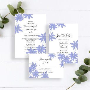 Invitation Bleu périwinkle Mariage blanc