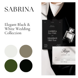 Invitation Mariage rétro élégant noir et blanc