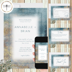 Carte D'accompagnement Plage moderne Réception de mariage Abstraite