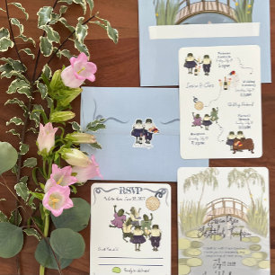 Sticker Heure Heureuse Illustrée Mariage Grenouilles