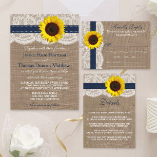 Invitation Collection de Mariages de tournesol rustique - Mar