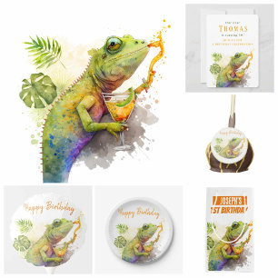 Aquarelle Chameleon - Carte d'invitation d'anniver