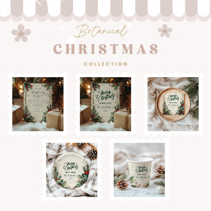 Invitation Fête de Noël Rustic Birch Pinecone