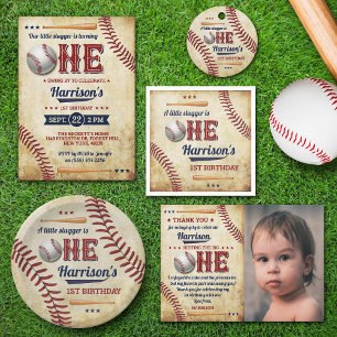 Invitation Jouets de baseball vintages 1er anniversaire