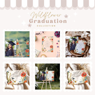Elegant Dainty Wildflower Graduation Party Bedankkaart