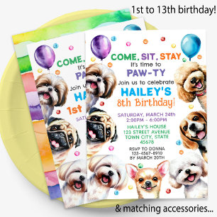 Thème Chien 9e anniversaire Fête Invitation