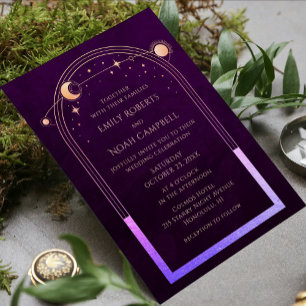 Invitation Plum profond arc-en-ciel céleste Sun Star Moon Mar