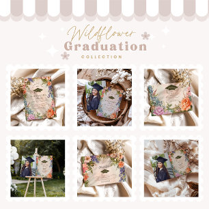 Cartons Réponse Mete Boho Meadow Orange Fleur sauvage Graduation