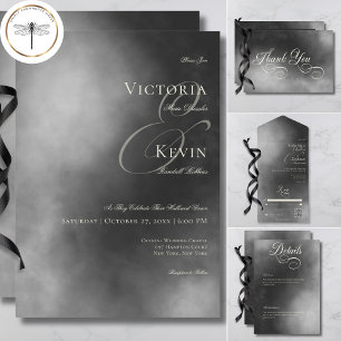 Save The Date Dark Moody Midnight Black Fog Mariage