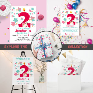 Invitation Bougie en forme de rouge numéro deux Anniversaire