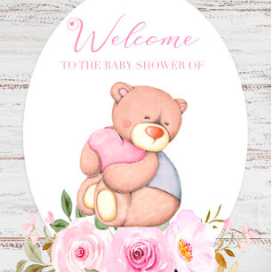 Invitation On peut attendre Teddy Bear Baby shower fille