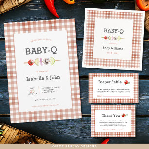 Carte D'accompagnement Baby Shower Fête Prénatale Barbecue Neutre Tirage 