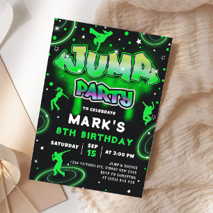 Sticker Rond Jump Neon Trampoline Anniversaire Merci