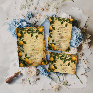 Cartons Réponse Mariage Floral Citron de Toscane