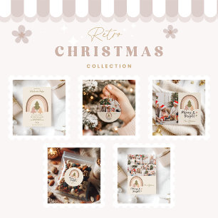 Cartes Pour Fêtes Annuelles 2 Photo Retro Rainbow Merry & Bright
