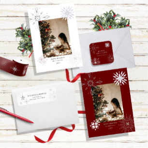 Silver Snowflake Sparkle Foto Vakantie Kaart