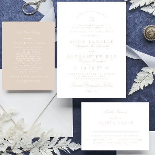 Invitation Calligraphie élégante rose pâle Mariage officiel