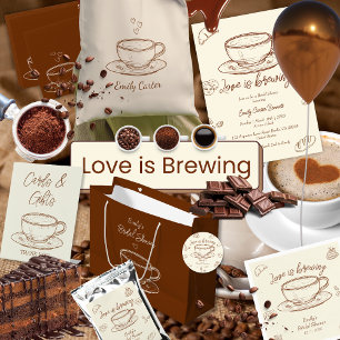 Serviette En Papier L'amour brun brasse la Fête des mariées de café