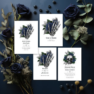 Invitation Dîner de répétition gothique bleu et noir de la Ma