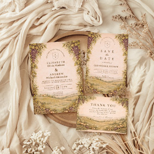 Invitation Mariage de vignoble à la campagne rustique
