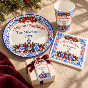 Invitation Casse-noisette de Noël en chinoiserie bleu classiq