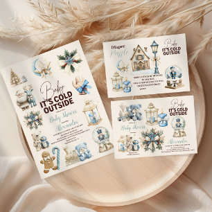 Assiettes En Carton Hiver Bleu Noël Baby shower de vacances