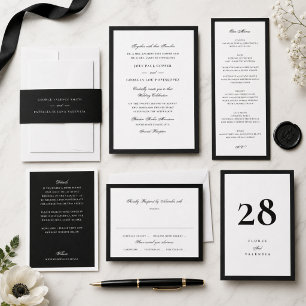 Invitation Mariage avec écriture à bordure noire
