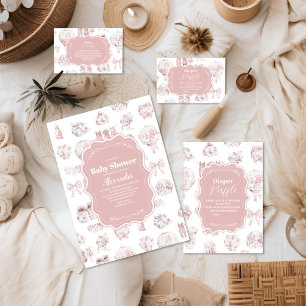 Carte D'accompagnement Vêtements roses Toile De Jouy Livres pour bébé