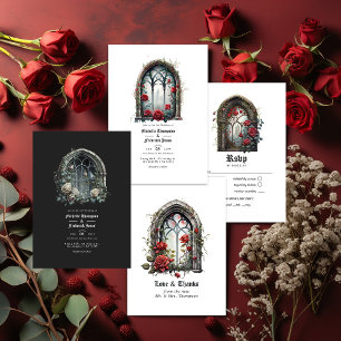 Invitation Imaginaire foncé Fenêtre Château Mariage gothique 