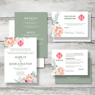 Carte Vietnamien Peony Song Hy Mariage Thiep Moi