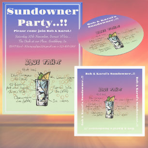 Invitation Sundowner Blue Tahoe Cocktail Party