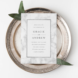 Invitation Mariage Marbre blanc moderne