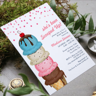 Invitation Crème glacée d'été Fête des mariées d'aquarelle mo