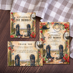 Invitation Anniversaire de 1 an de Cowboy rustique au premier