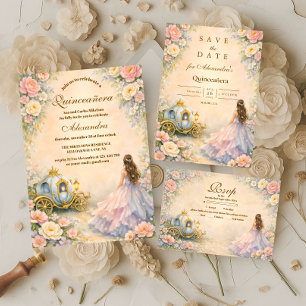 Save The Date Quinceañera Conte de Fées Carrosse Enchanté