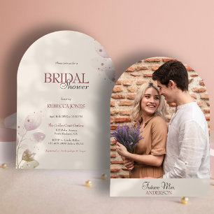 Invitation Dusty Muted Blush rose floral Fête des mariées pho