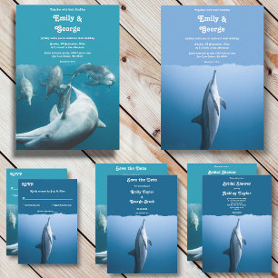 Invitation Bleu de la Marine sous le Mariage de la mer Dolphi